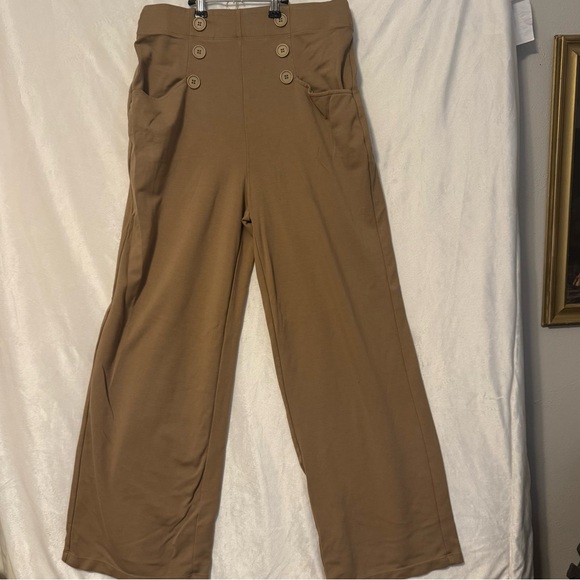 Max Studio Women's Elastic Waist High Rise Rayon Wide Leg Sailor Pants medium - Picture 1 of 4